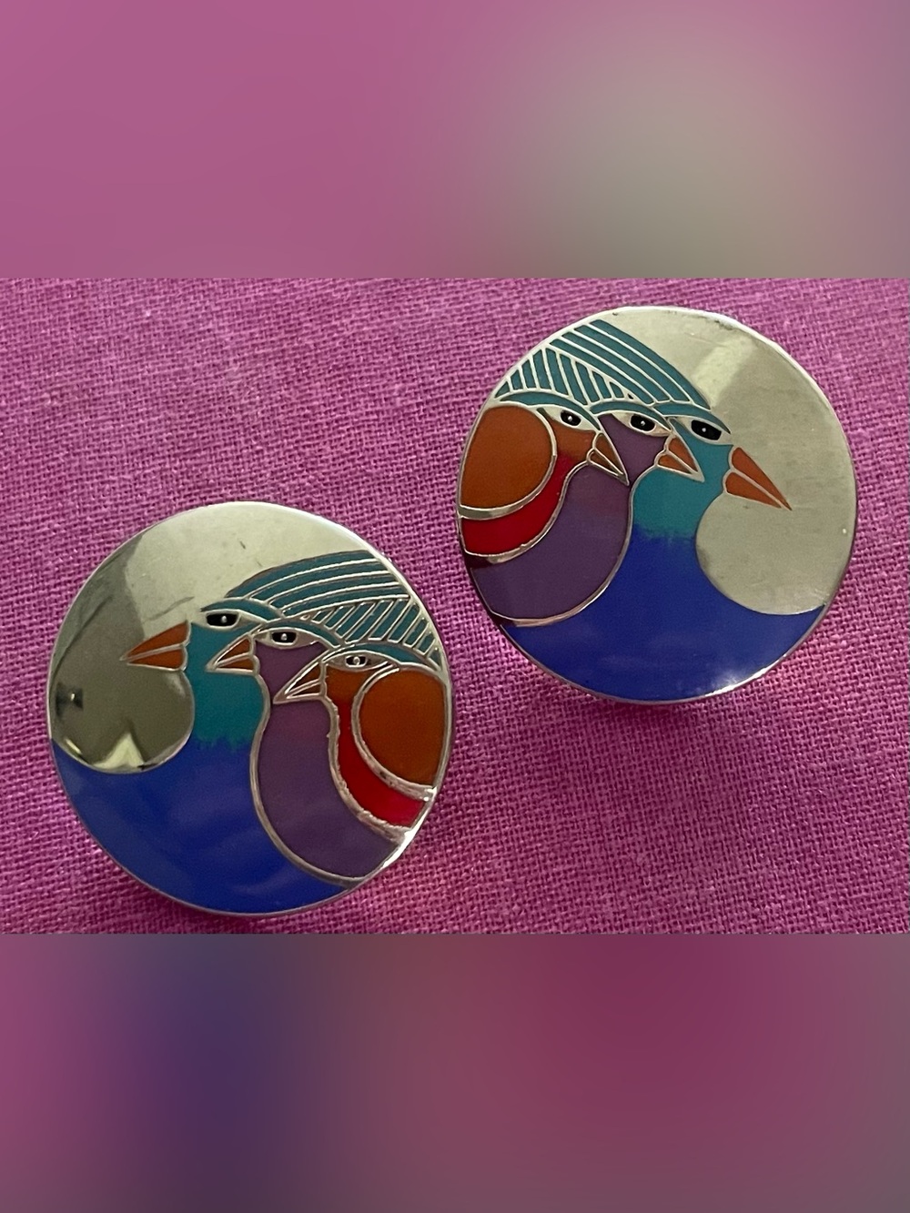 Laurel Burch Vintage Earrings “Celestial Birds”